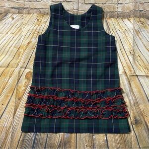 CWD Kids Green Red Plaid Ruffle Sleeveless Dress